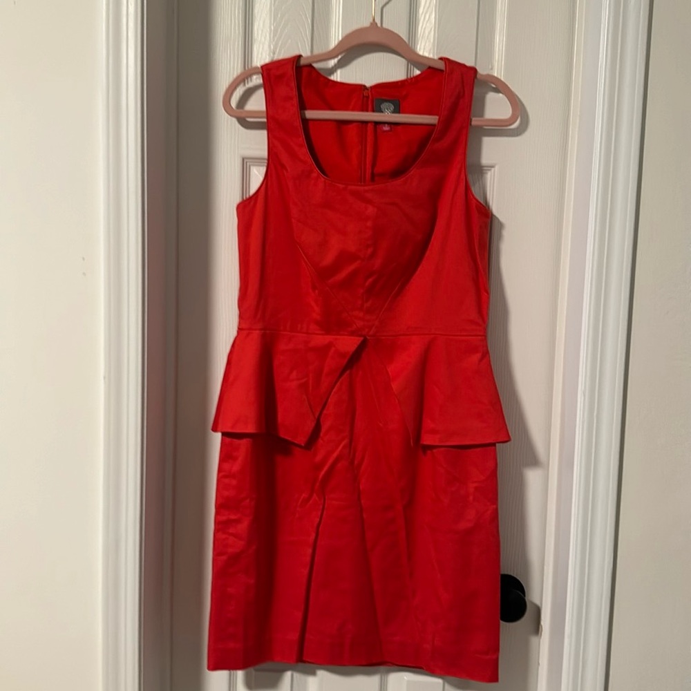 Vince Camuto sleeveless red dress.